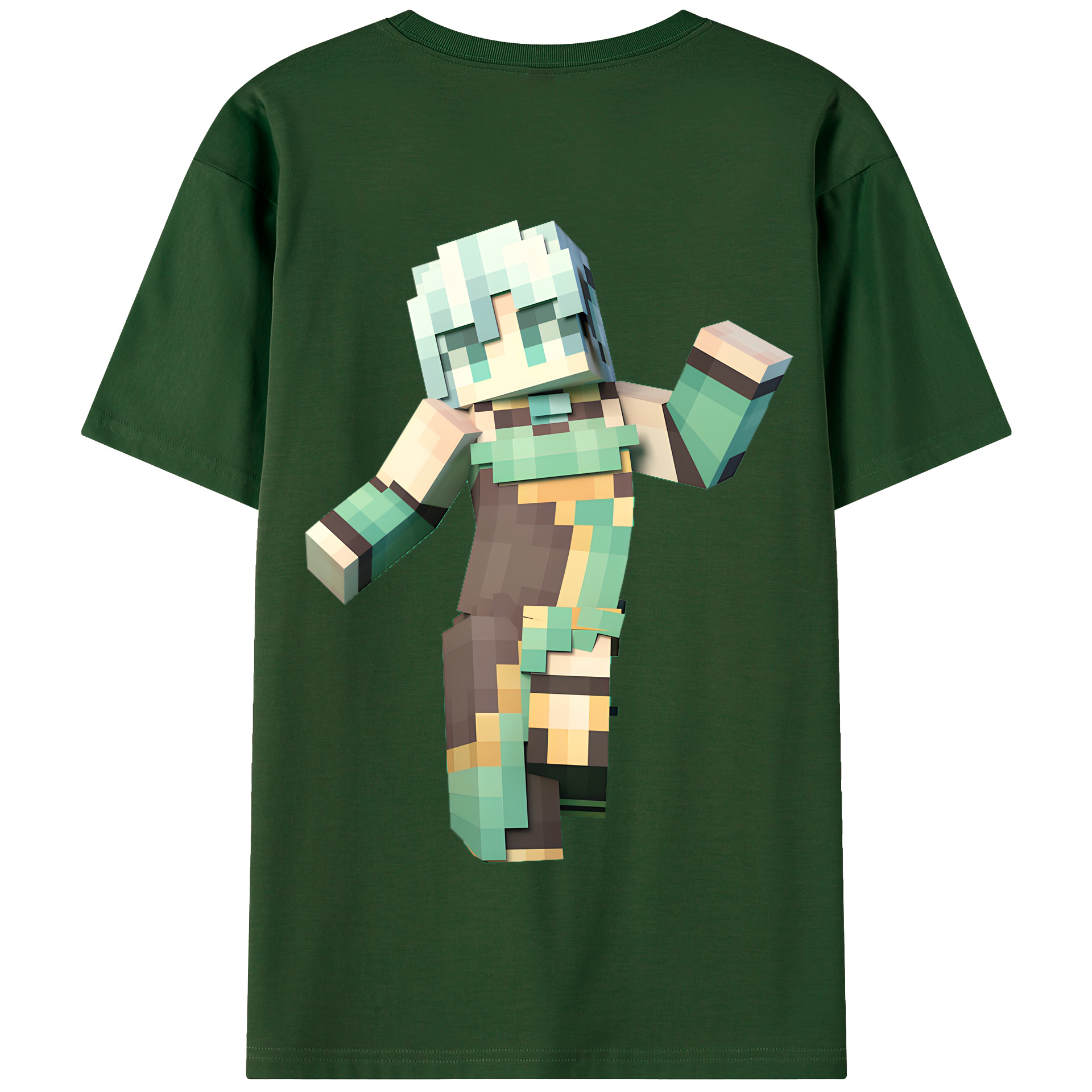 （画像用） マインクラフト ブロックの世界 Minecraft MC Block world 綿100％半袖Tシャツ（背面プリント）